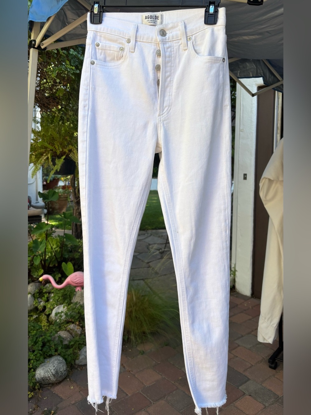 Agolde white jeans size 23 buttonfly raw hem